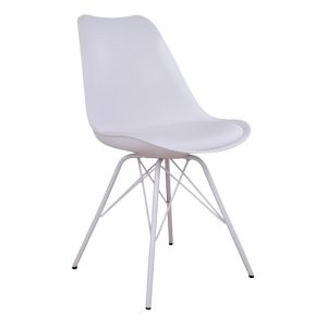 HOUSE NORDIC Oslo spisebordsstol - hvidt kunstlæder og plastik m. hvide stålben