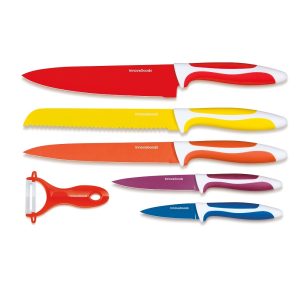 Keramisk knivsæt i flere farver - 6 stk inkl skræller