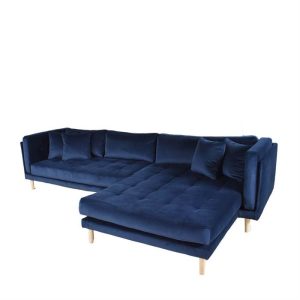 Tampa sofa med chaiselong - L 295 cm - Velour - højrevendt m. stålben