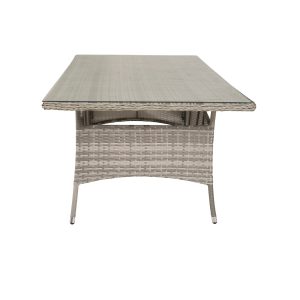 VENTURE DESIGN Vikelund havebord - glas, grå polyrattan og aluminium (200x100)